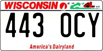 WI license plate 443OCY