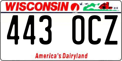 WI license plate 443OCZ