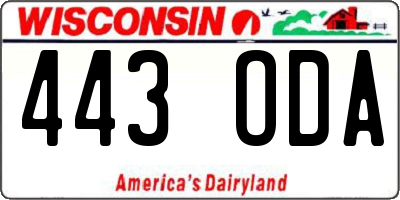 WI license plate 443ODA