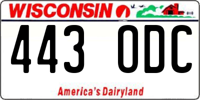WI license plate 443ODC