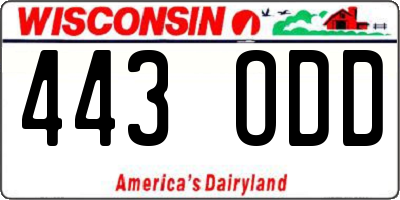 WI license plate 443ODD