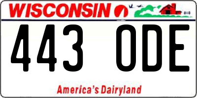 WI license plate 443ODE