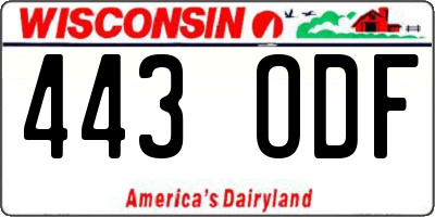 WI license plate 443ODF