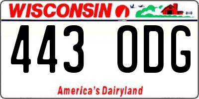 WI license plate 443ODG