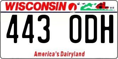 WI license plate 443ODH