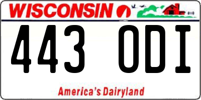 WI license plate 443ODI
