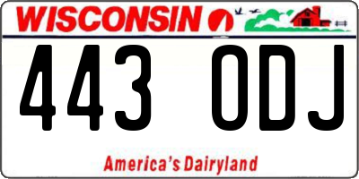 WI license plate 443ODJ