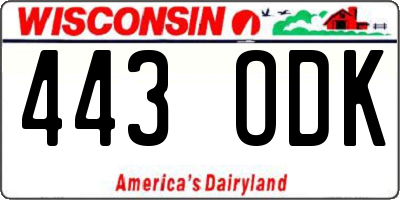 WI license plate 443ODK