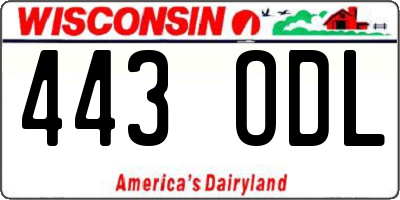 WI license plate 443ODL