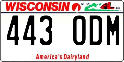 WI license plate 443ODM