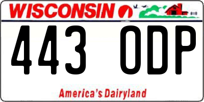 WI license plate 443ODP