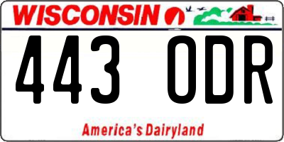 WI license plate 443ODR