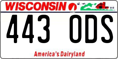 WI license plate 443ODS