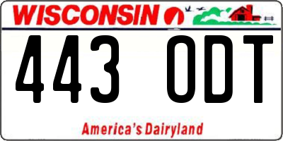 WI license plate 443ODT