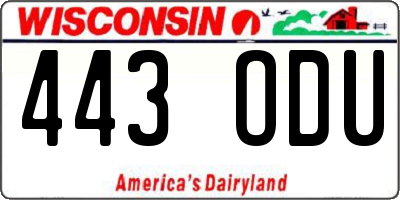WI license plate 443ODU