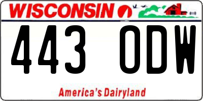 WI license plate 443ODW