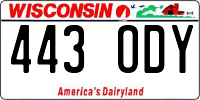 WI license plate 443ODY
