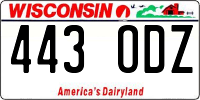 WI license plate 443ODZ
