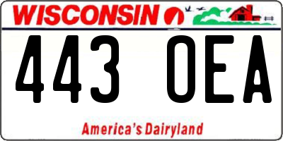 WI license plate 443OEA