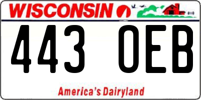 WI license plate 443OEB