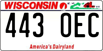 WI license plate 443OEC