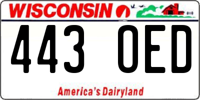 WI license plate 443OED