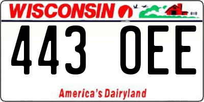 WI license plate 443OEE