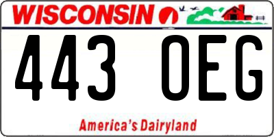 WI license plate 443OEG