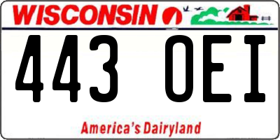 WI license plate 443OEI