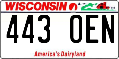 WI license plate 443OEN