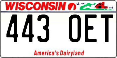 WI license plate 443OET