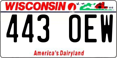 WI license plate 443OEW