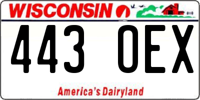 WI license plate 443OEX