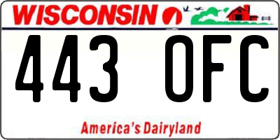 WI license plate 443OFC