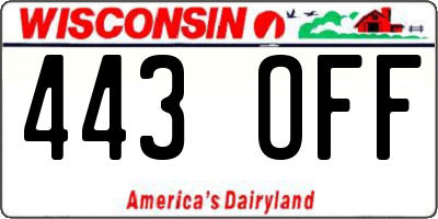 WI license plate 443OFF