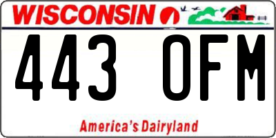 WI license plate 443OFM