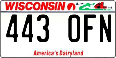 WI license plate 443OFN