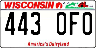 WI license plate 443OFO