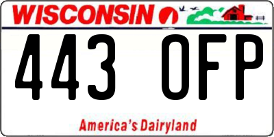 WI license plate 443OFP
