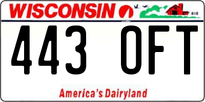 WI license plate 443OFT