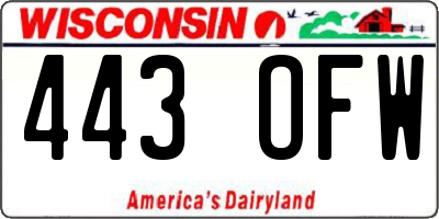 WI license plate 443OFW