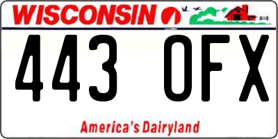 WI license plate 443OFX