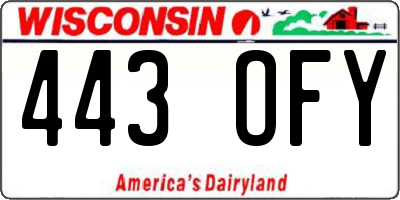 WI license plate 443OFY