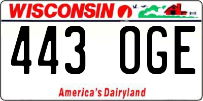 WI license plate 443OGE