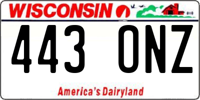 WI license plate 443ONZ