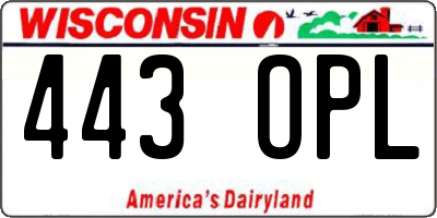 WI license plate 443OPL