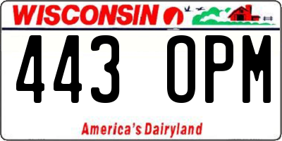 WI license plate 443OPM