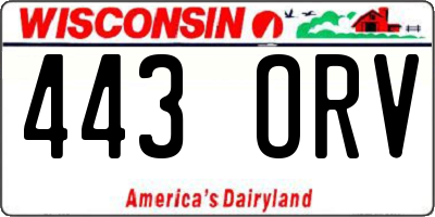 WI license plate 443ORV