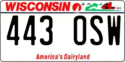 WI license plate 443OSW