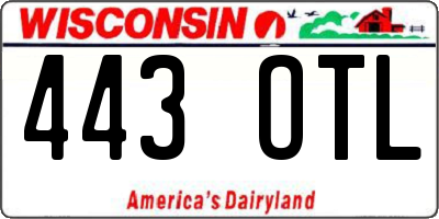 WI license plate 443OTL